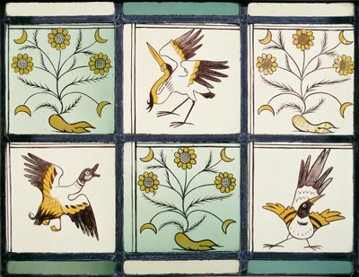 Window depicting birds and flowers by Philip Webb